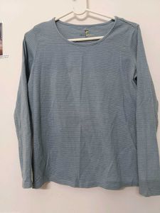 Light Blue Striped Long Sleeve Top