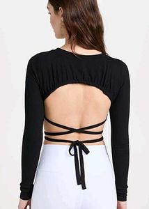 Black Open Back Tie Top