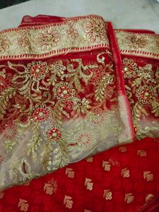 Embroidered Net Saree fancy