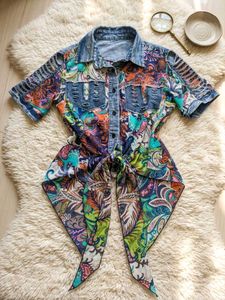 Bohemian Print Tie-Front Shirt