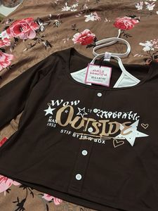 Brown Graphic Print T-Shirt