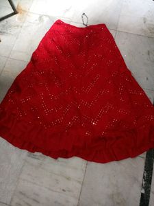Red Mirror-Work Lehnga