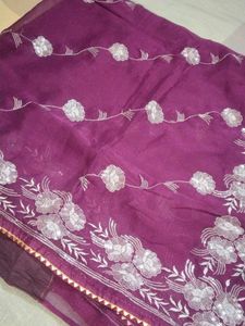 Elegant Purple Embroidered saree