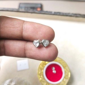 92.5 Pure Silver Cute Heart Stud Earrings