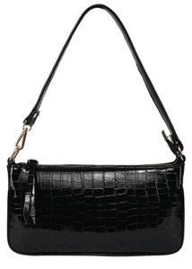 Classic Black Textured Shoulder Bag
