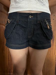 Women's Y2K Denim Shorts with Zippers
