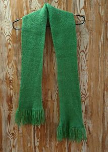 Green Knitted Scarf with Fringe