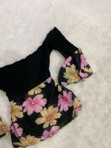 Off-Shoulder Floral Print Top