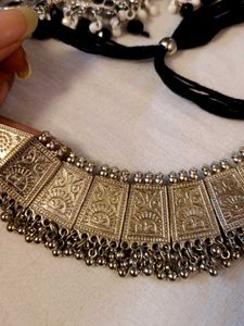 combo of 2 Oxidized Silver Necklace &amp; Earring Set