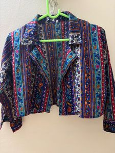 Boho Print Cropped shrug shirt