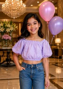 Lavender Eyelet Off-Shoulder Top