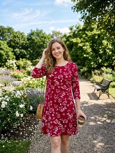 Red Floral Print Bodycon and flare Dress