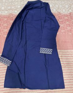 Elegant Navy Blue Kurta with White Embroidery