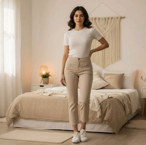 Beige Casual Pants