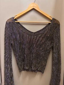 Sparkly Lurex Striped Long Sleeve Top