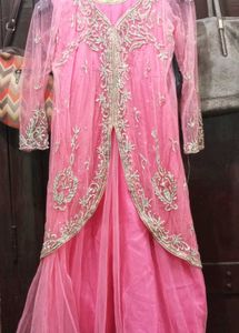 Beautiful Pink Embroidered gown set for teens