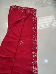 Elegant Red Embroidered Saree