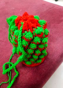 Handmade Crochet 🍓 Drawstring Bag