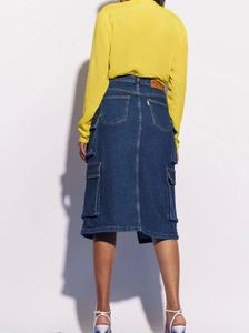 FREAKINS | Denim Cargo-Pockets Midi Skirt
