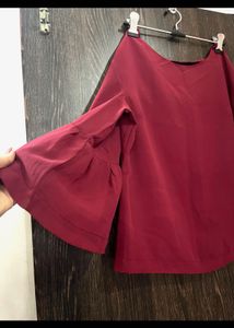 Maroon Bell Sleeve Top