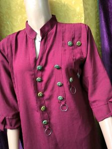 Maroon Kurta with Decorative Buttons