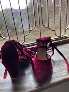 Velvet Red Maroonish Heels