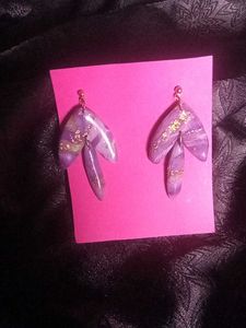 Purple Clay Dangle Earrings