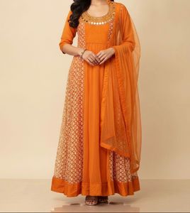 Elegant Orange Embroidered Salwar Suit