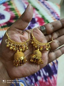 Bareli Ki Jhumka Golden &amp; Ad Stone Ear Ring Combos