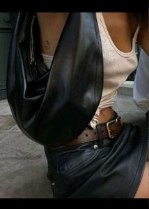 Chic Black Textured Shoulder Bag