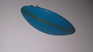 Blue Oval Hair Clip with Gold Detail