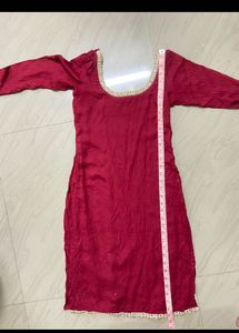 Elegant Red Kurta with Gold Trim