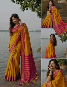 mustard yellow with pink saree
