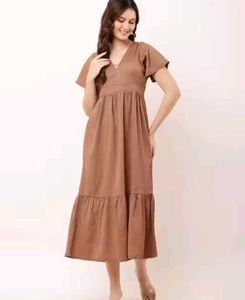 Flowy Tiered Brown Dress