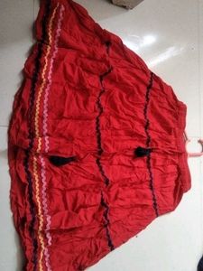 Red Tiered Skirt with Tassels