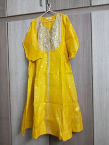 Vibrant Yellow Embroidered Kurta 3 PC set
