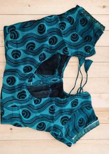 Teal &amp; Black Abstract Print Blouse