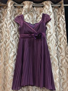 Elegant Purple Pleated Midi Dress