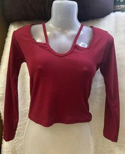 Stylish Maroon Cutout Top