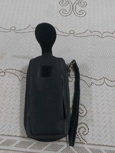 Black Synthetic Leather Cards holder Pouch with St