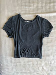 zara steel blue top
