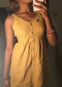 Yellow Eyelet Button-Up Dress
