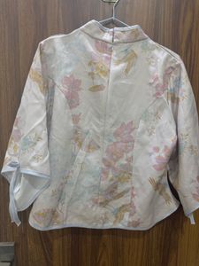 Exquisite Floral Crane Print Chinese Style Blouse
