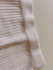 Cream Ribbed Knit Maxi Skirt