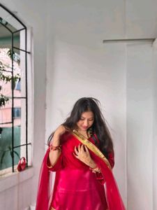 Vibrant Red Lehenga Choli with Golden Border