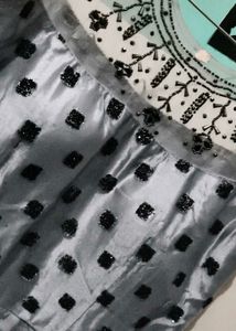 Stylish Grey & Black Party Wear Gown | Embellished