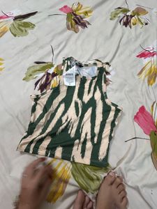 Zebra Print Sleeveless Tank Top