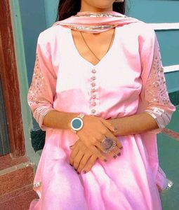 Any One Jewellery Free Baby Pink Three Piece Dress