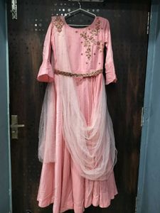 Elegant Pink Embroidered Gown