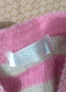 Pink Plaid Wool Cardigan